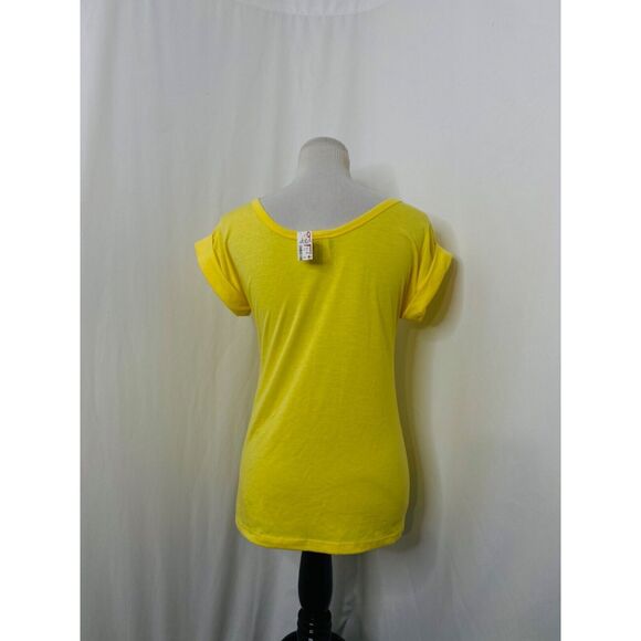 Dots Women’s Shirt Yellow Short Sleeve Scoop Neck Lightweight Size Small - Picture 3 of 7